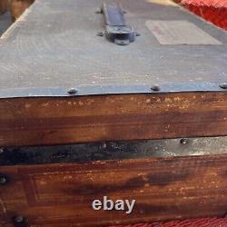 1800's mailing wood box -leather handle from union pacific railroad? Omaha NE