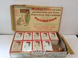 1932 NOS Tire Chain Monkey Links Display and 9 Boxes