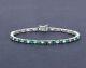 3MM Round Lab Created Moissanite & Emerald Tennis Bracelet in Solid 925 Silver