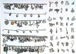 6 Sterling Silver Vintage Charm Bracelets Lot 1970's + Modern Charms 288 Gms