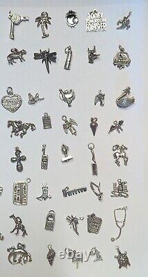 6 Sterling Silver Vintage Charm Bracelets Lot 1970's + Modern Charms 288 Gms