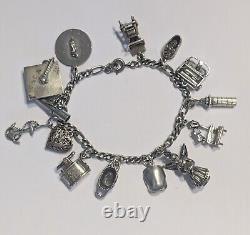 6 Sterling Silver Vintage Charm Bracelets Lot 1970's + Modern Charms 288 Gms