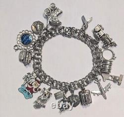 6 Sterling Silver Vintage Charm Bracelets Lot 1970's + Modern Charms 288 Gms