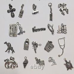 6 Sterling Silver Vintage Charm Bracelets Lot 1970's + Modern Charms 288 Gms