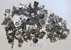 6 Sterling Silver Vintage Charm Bracelets Lot 1970's + Modern Charms 288 Gms