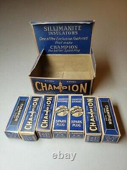 7 J-5 Vintage Champion Sillimanite Spark Plugs Insulators with Box, Unused NOS