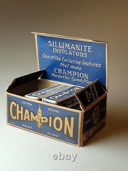 7 J-5 Vintage Champion Sillimanite Spark Plugs Insulators with Box, Unused NOS
