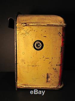 Antique American City Urban Bus Fare Red Gold Orginal Paint Box Bell Chicago Wow