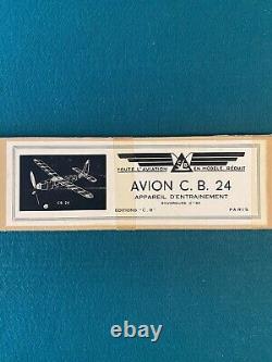 Antique Balsa Wood Model Airplane w Box, French Instructions 1940's France CB 24