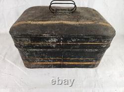 Antique Hand Painted Train Conductor Tin Lunch Box Railroad Primitive