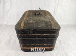 Antique Hand Painted Train Conductor Tin Lunch Box Railroad Primitive