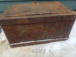 Antique Heavy Cast Iron Strong Box Safe Stagecoach Railroad Wells Fargo Maine