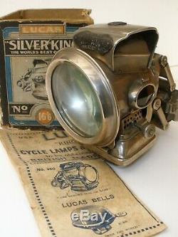 Antique LUCAS SILVER KING No300 Bike Lamp Boxed with Instructions Rare Find