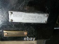Antique battery operated Railway telephone MFG Co. Chicago with battery box B