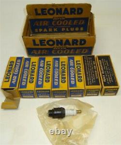 BOX of 7 Antique Vintage NOS Leonard 14G Air Cooled SPARK PLUGs Motorcycle