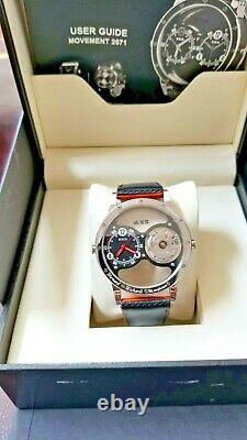 BRM stainless steel dual movement reversible glass back automatic wrist watch