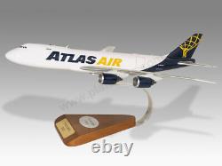 Boeing 747-800F Atlas Air Solid Kiln Dry Mahogany Wood Handcrafted Display Model