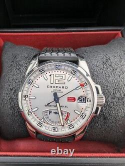 CHOPARD MILLE MIGLIA GRAN TURISMO XL 44mm WHITE DIAL BLACK TIRE TRACK STRAPS