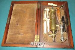 C 1870 MAW SON & THOMPSON Medical Stomach Pump Set in Wood Box # 3706