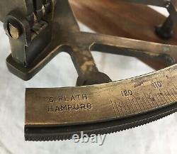 C Plath Germany, brass sextant in wooden box, 8054, nautical