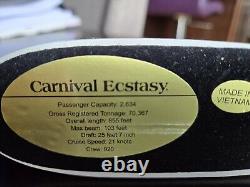 Carnival Ecstasy Ship Model In Resin New In Box. 10. Retired Ship. Rare Find