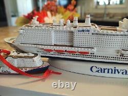 Carnival MARDI GRAS Resin Model Cruise Ship MINT New In Box withOrnament and Map