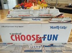 Carnival MARDI GRAS Resin Model Cruise Ship New In Box MINT withOrnament and Map