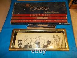 Circa 1950's CADILLAC EXCLUSIVE ACCESSORIES N. O. S. GOLD LICENSE FRAME IN BOX