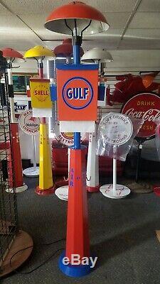 Classic 1930s 1940s 1950s Gulf Oil Gas Pump Station Island Light With Towel Box