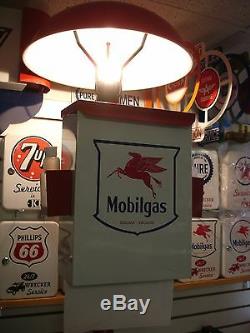 Classic 1930s 1940s 1950s Mobilgas Gas Pump Station Island Light With Towel Box