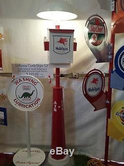 Classic 1930s 1940s 1950s Mobilgas Gas Pump Station Island Light With Towel Box