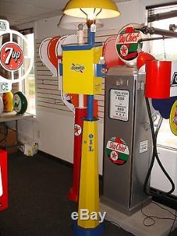 Classic 1930s 1940s 1950s Shell Oil Gas Pump Station Island Light And Towel Box