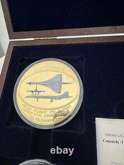 Concorde Commemorative 4 Coin Set In Wood Collectors Box