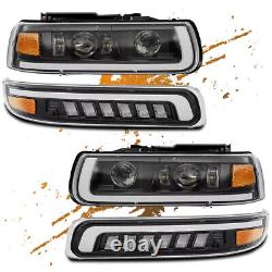 DOT Full LED Headlights Assembly DRL For 99-02 Chevy Silverado 00-06 Suburban