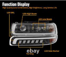 DOT Full LED Headlights Assembly DRL For 99-02 Chevy Silverado 00-06 Suburban