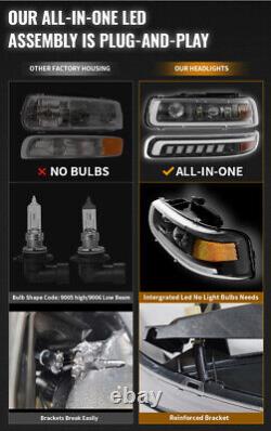 DOT LED Headlights Bumper Lamps Assembly For 2001-2002 Chevy Silverado 1500 HD