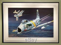 F86-f Sabre Jet The Huff Original Model Box Top Art Studio Painting Awesome
