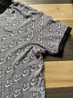 FW18 Supreme x Nike Jaquard Polo Shirt Sz XL Black AOP All Over Print Box Logo