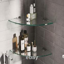 Glass Shelf Corner Bathroom Storage 4 Pack Clear Tempered Glass Shelves