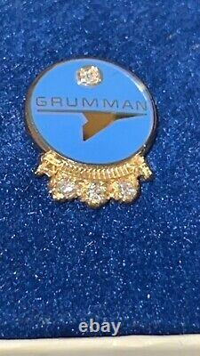 Grumman Service Pin 4 Diamonds 10k In Box