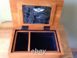 HARLEY DAVIDSON 100th ANNIVERSARY WOODEN JEWELRY BOX FELT LINED WITH BRACELET