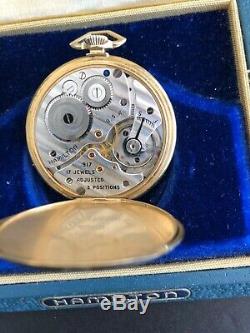 Hamilton Packard 10 yr 14k Solid Gold Pocket Watch with Original Box double case