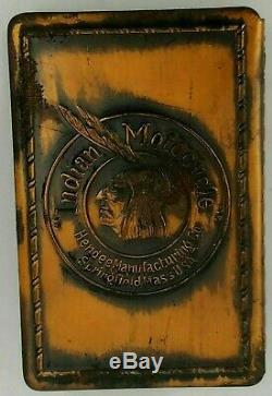 INDIAN Motorcycle Metal Match Box Cover Holder Safe Hendee Mfg USA Vintage