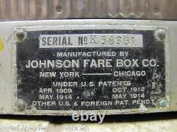 JOHNSON NEW YORK CHICAGO BUS STREETCAR TROLLEY FARE BOX Old Sign Ad Farebox