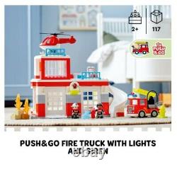 LEGO DUPLO Rescue Fire Station & Helicopter 10970 Building Toy Fire Truck 117 PS