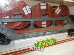 LGB G Scale 42580 Tele Co. Depressed Center Flatcar w Four Trucks/Box/Sleeve-Nice