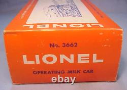 LIONEL #3662 OPERATING MILK CAR -1964 VERSION-POSTWAR ORIGINAL NEWithORIGINAL BOX
