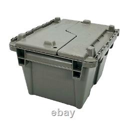 LOT OF 10 Global Industrial Plastic Attached Lid 70 Lb Storage Conteiner