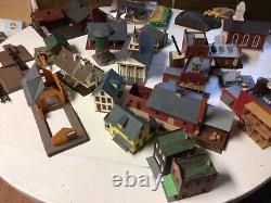 Large lot of vintage HO Scale Model Train Houses Buildings Plastic Original Boxs