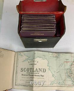 Leather Box Set Collection of 12 Scotland Maps, Includes Universal Map Measurer